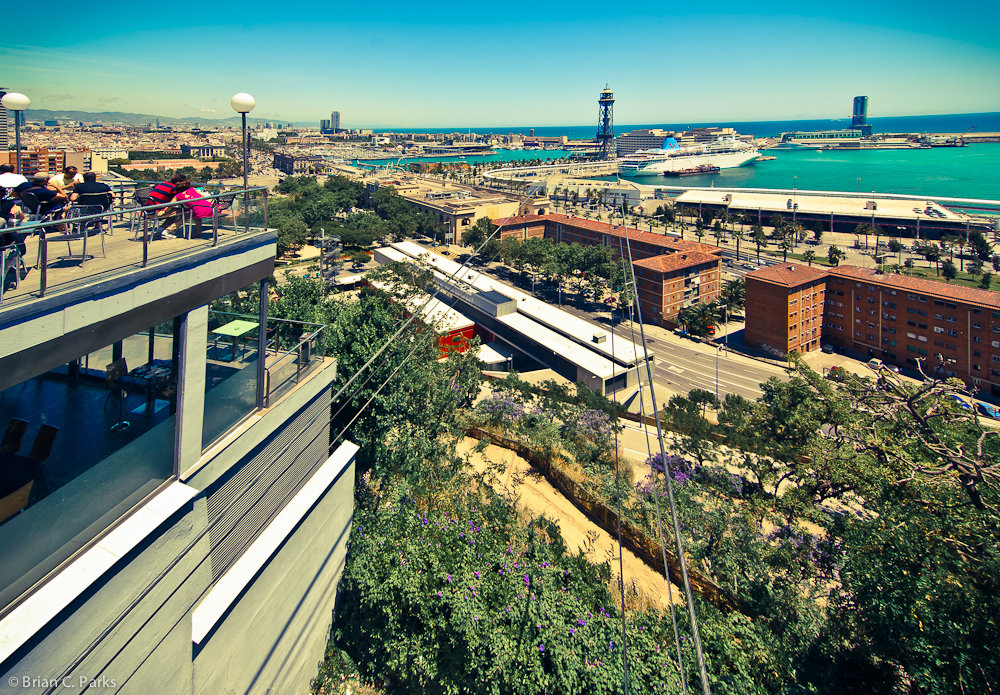 Cable car overlook from Montjuic