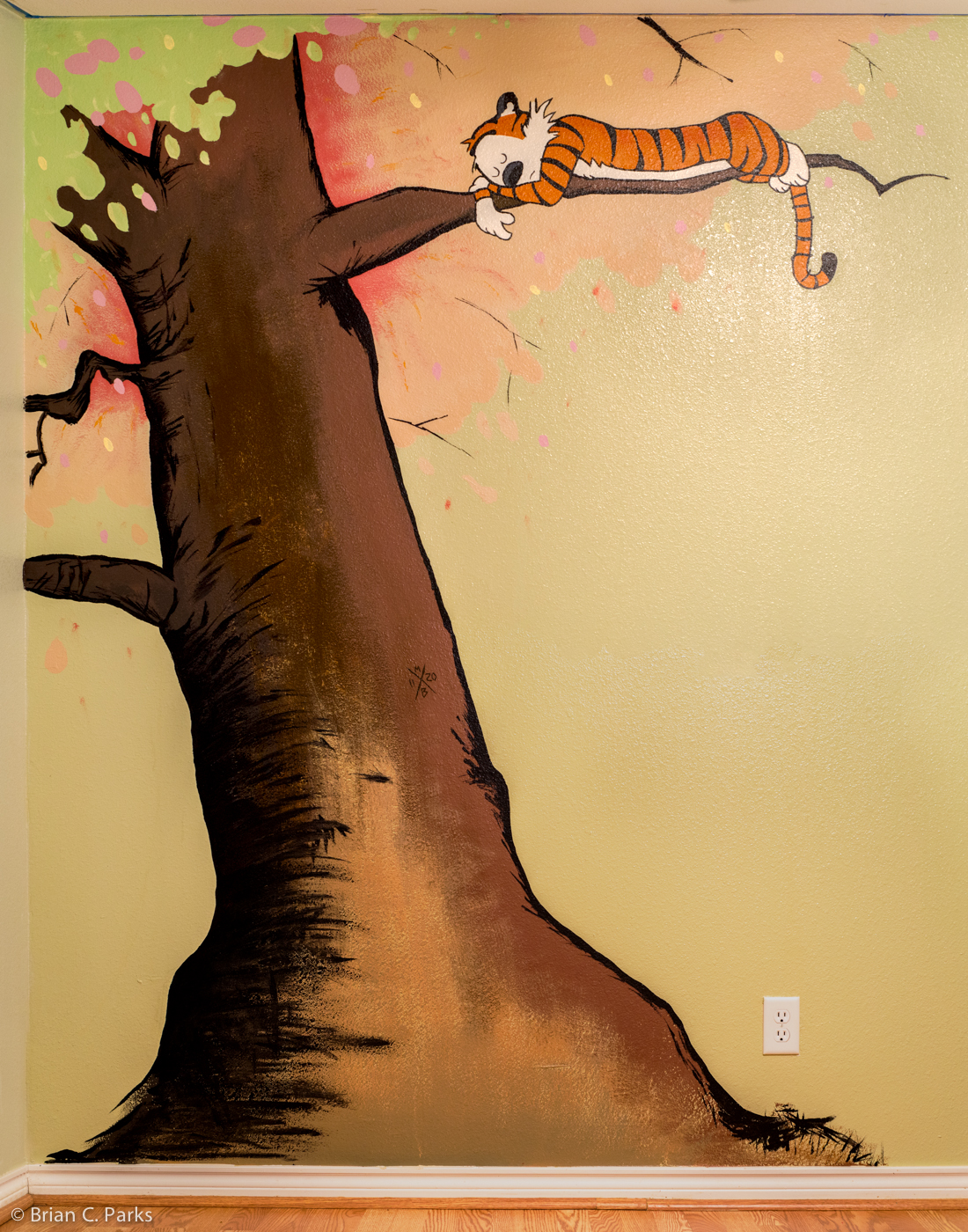 Finished (Calvin &) Hobbes mural for the nursery!